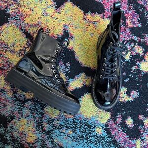 Divided Black Lace Up Boots